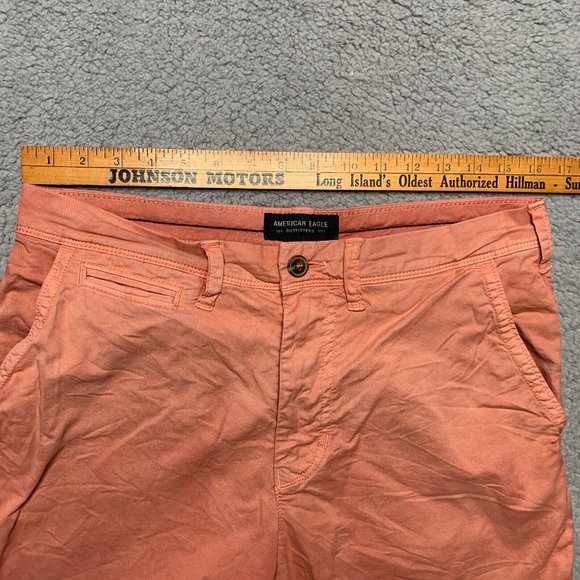 American Eagle Extreme Flex Shorts Mens 31 x 9 Washed Red Slim Chino Distressed - Picture 5 of 11